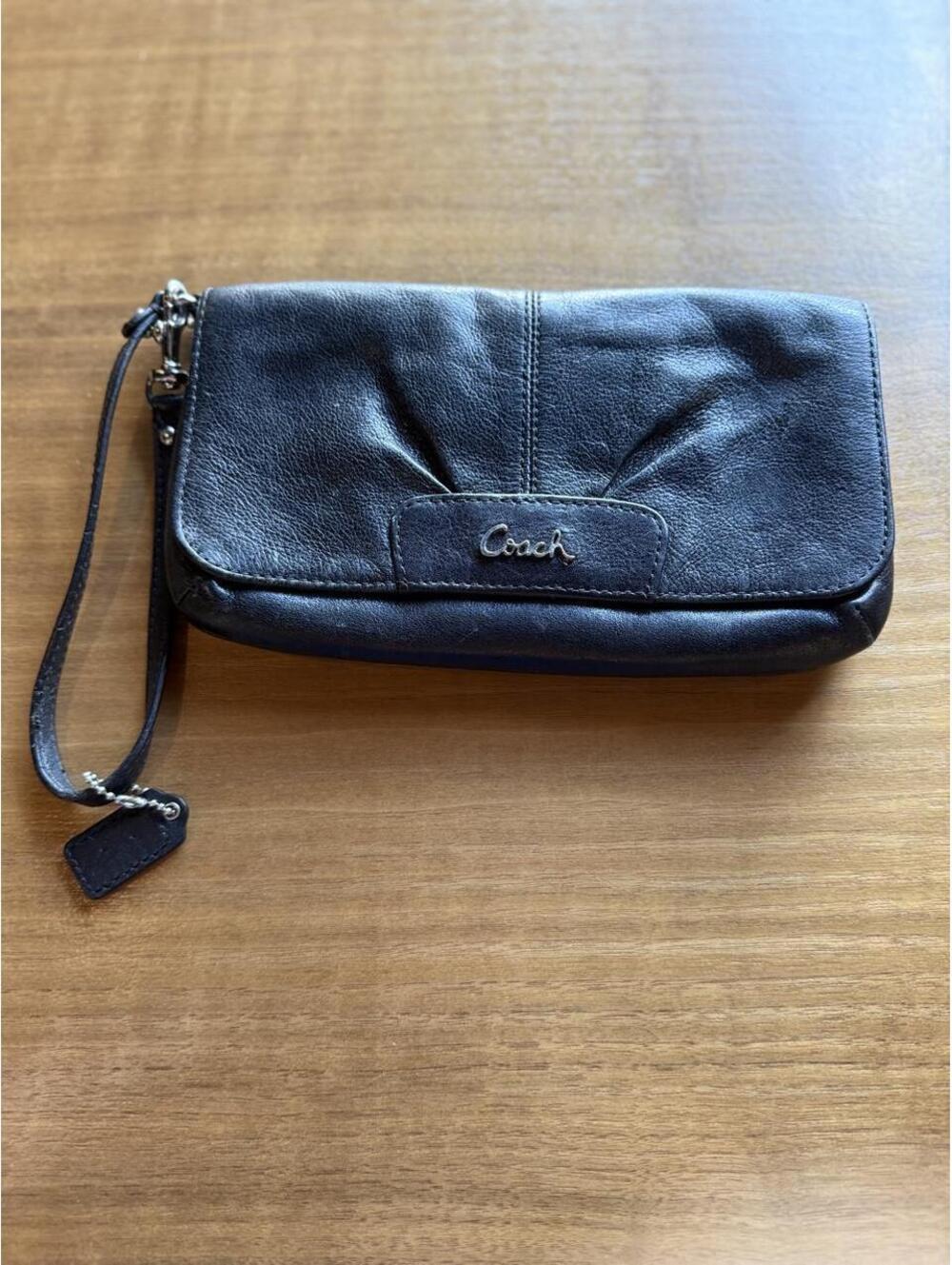 leather Coach Ashley Large Flap Wristlet